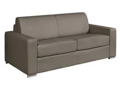 Best Vente-unique Sofá de 3 lugares conversível express em couro . Cama 140 cm. Colchão 18 cm. CALITO Taupe