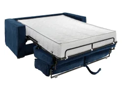Sale Vente-unique Sofá de 3 lugares convertível em veludo canelado azul marinho assento com assento de memória de forma 22 cm LORETO Azul escuro