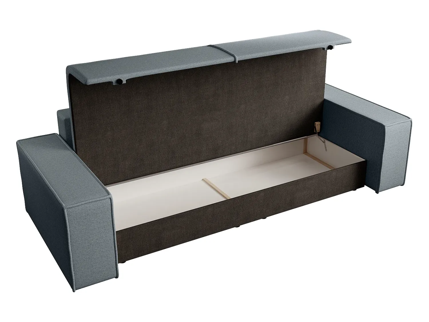 Clearance Vente-unique Sofá de 4 lugares convertível veludo texturizado AMELIA Azul