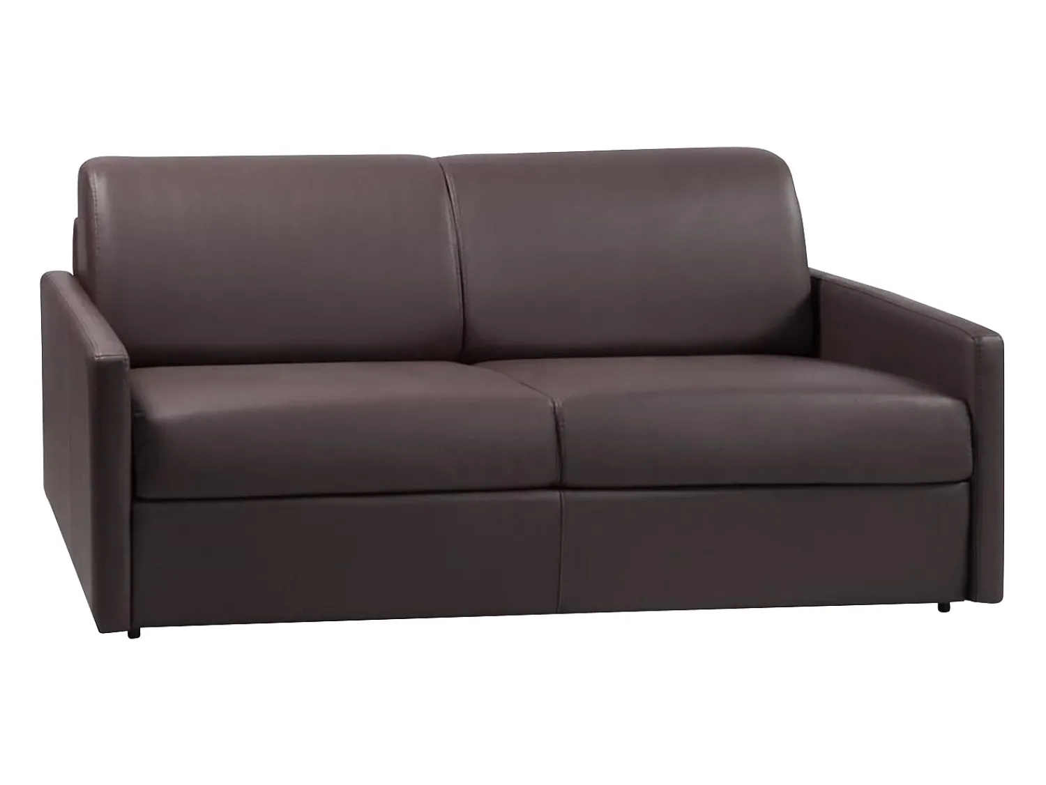 Outlet Vente-unique Sofá de 4 lugares convertível de abertura rápida em pele sintética colchão de espuma de 18 cm - CALIFE Castanho