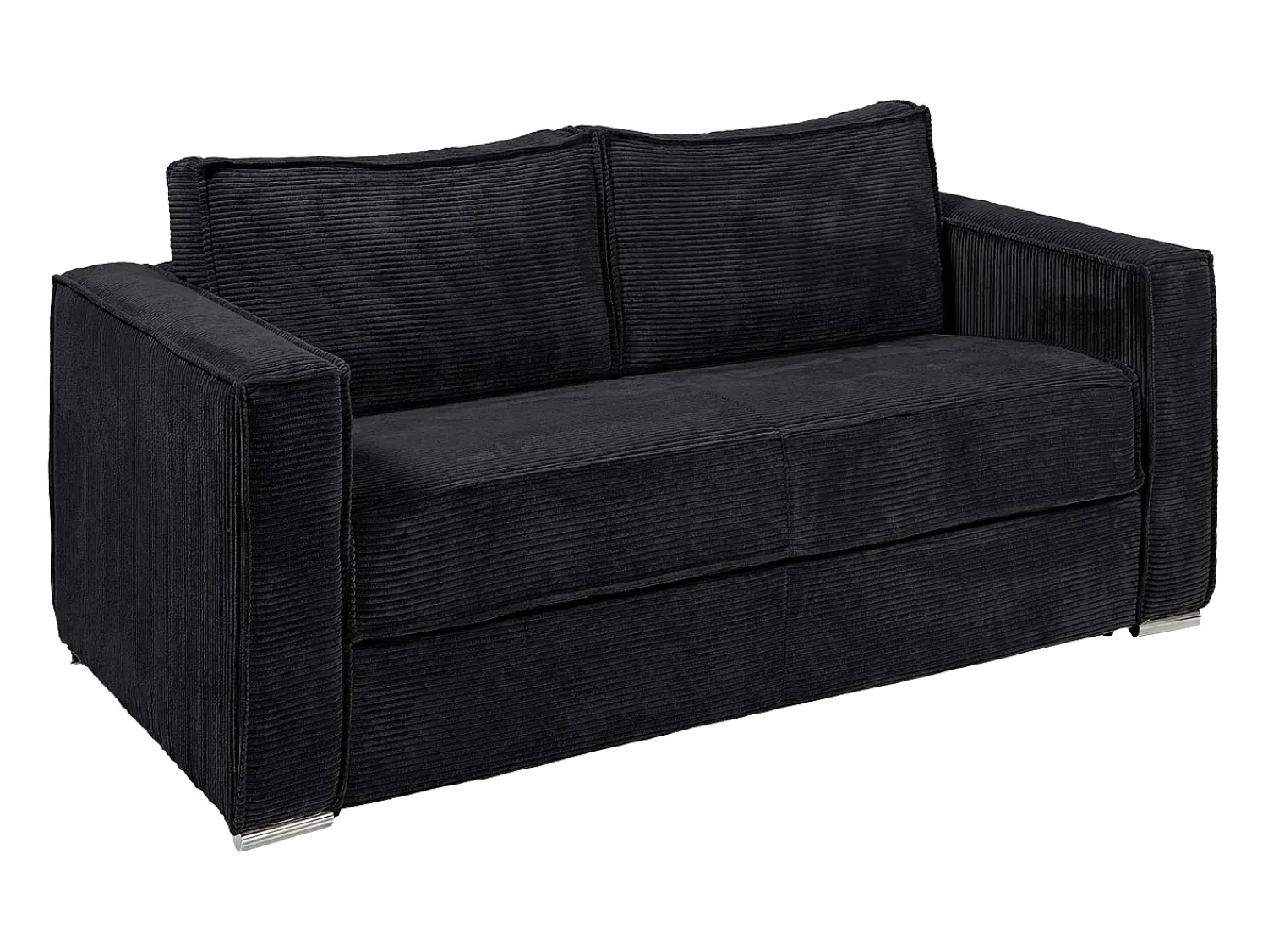 Sofá|Vente-unique Sofá de 4 lugares convertível abertura rápida em veludo canelado - 160 cm - 22 cm LORETO Preto