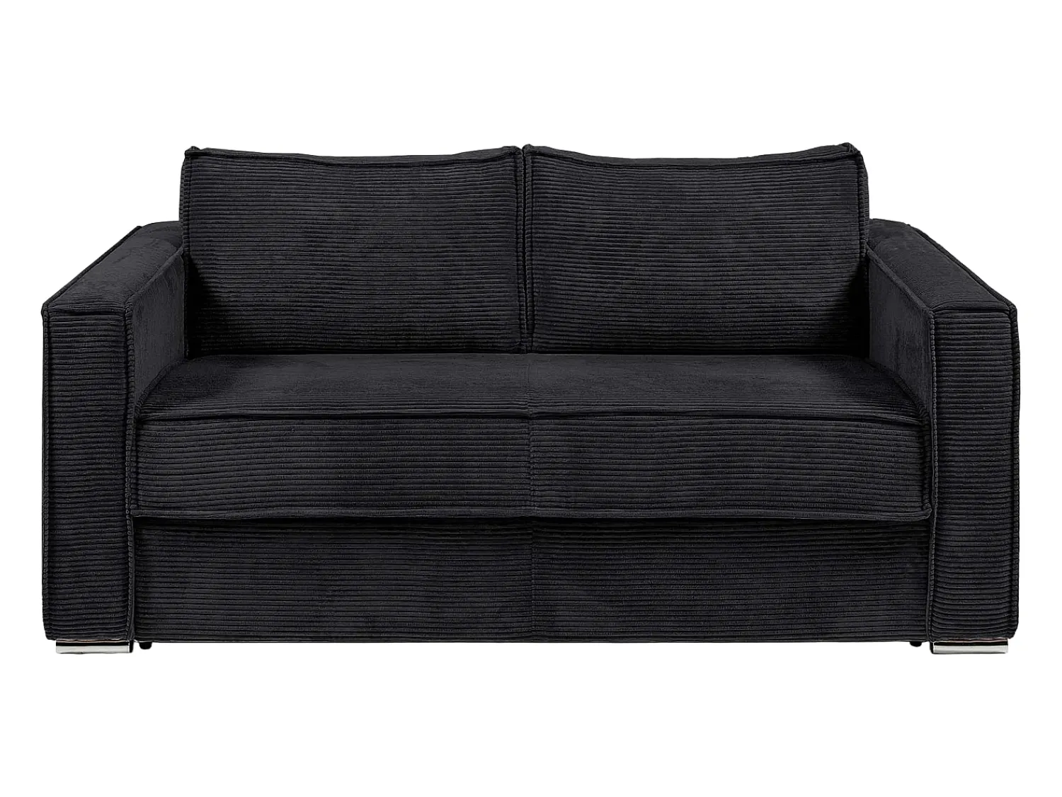 Sofá|Vente-unique Sofá de 4 lugares convertível abertura rápida em veludo canelado - 160 cm - 22 cm LORETO Preto