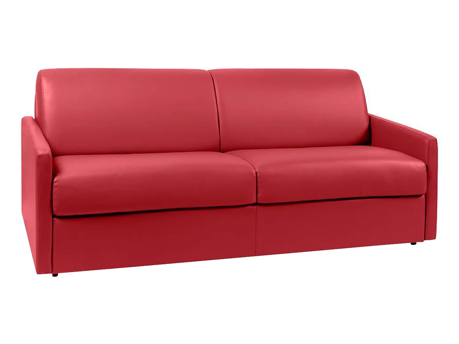 Sofá|Vente-unique Sofá de 4 lugares convertível de abertura rápida em pele sintética colchão de espuma de 14 cm - CALIFE Vermelho