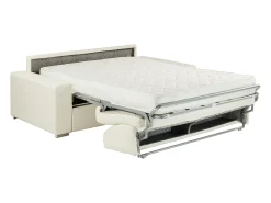 Sofá*Vente-unique Sofá de 4 lugares convertível de abertura rápida em pele sintética colchão de espuma de 18 cm - EMIR Branco