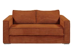 Sofá|Vente-unique Sofá de 3 lugares convertível abertura rápida em veludo canelado - 140 cm - 22 cm LORETO Terracota