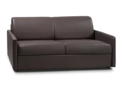 Sofá*Vente-unique Sofá de 3 lugares convertível de abertura rápida em pele sintética colchão de espuma de 14 cm - CALIFE Castanho