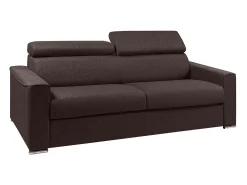 Sofá*Vente-unique Sofá de 4 lugares convertível de abertura rápida em tecido castanho colchão - VIZIR Castanho chocolate
