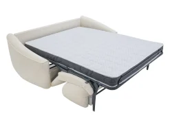 Hot Vente-unique Sofá de 4 lugares convertível expresso em tecido bouclé - Colchão de 13 cm ASUFA Branco