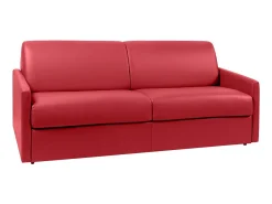 Sofá*Vente-unique Sofá de 4 lugares convertível de abertura rápida em pele sintética colchão de espuma de 18 cm - CALIFE Vermelho