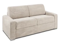 Sofá|Vente-unique Sofá de 3 lugares convertível abertura rápida veludo canelado , cama 140 cm - CALITO Bege