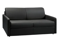 Sofá|Vente-unique Sofá de 3 lugares convertível de abertura rápida em pele sintética colchão de espuma de 18 cm - CALIFE Preto
