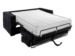 Sofá|Vente-unique Sofá de 4 lugares convertível rápido em veludo canelado ripas largas - 22 cm - LORETO Preto