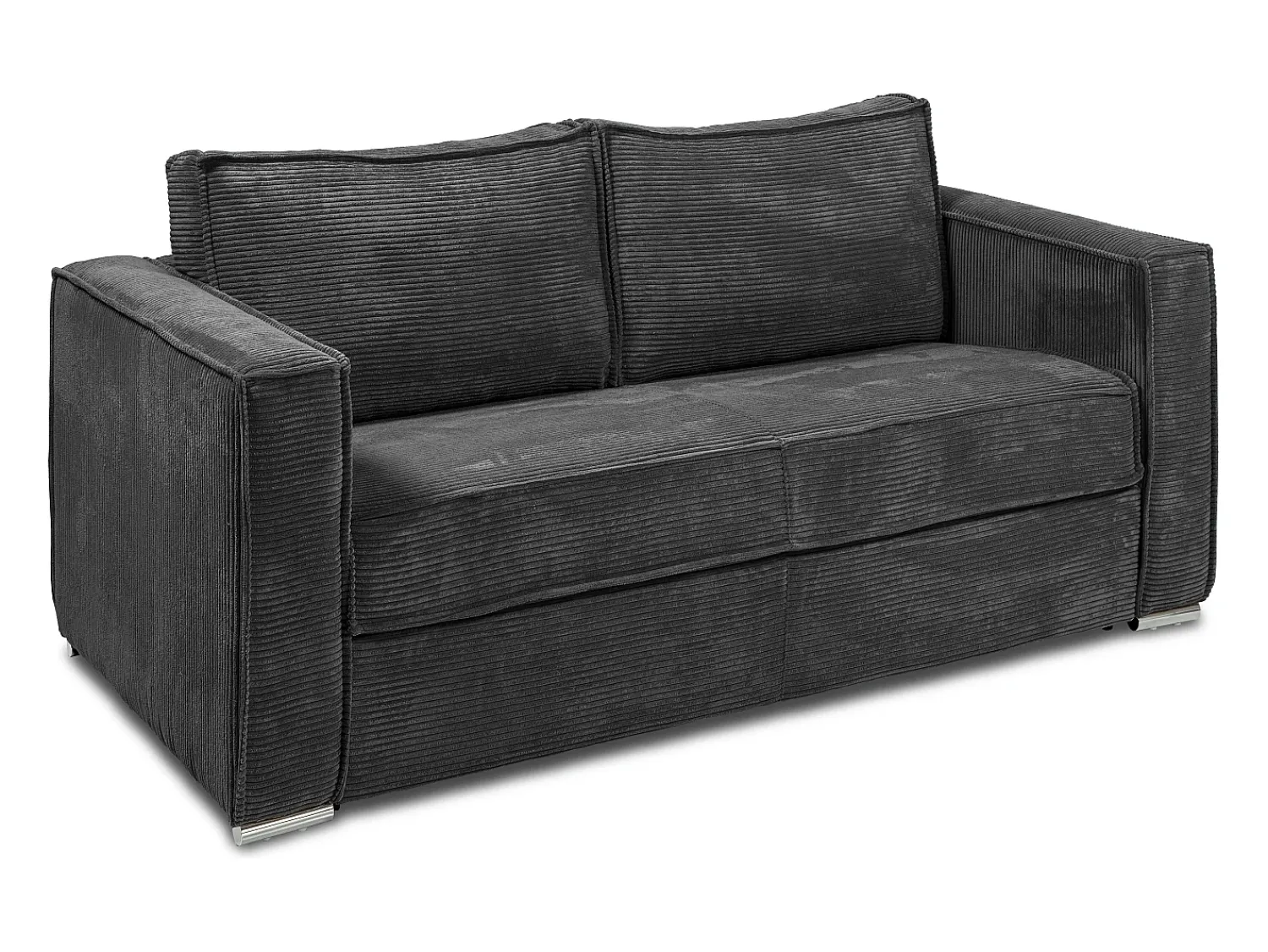 Vente-unique Sofá de 4 lugares convertível veludo canelado antracite assento memória de forma 22 cm LORETO^ Sofá