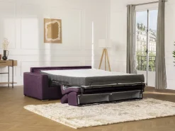 Sofá|Vente-unique Sofá de 3 lugares convertível de abertura rápida em tecido colchão - VIZIR Violeta