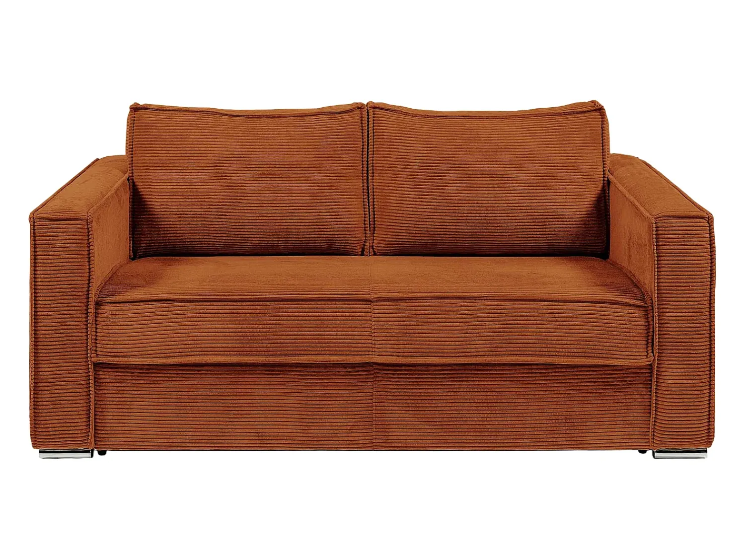 Sofá*Vente-unique Sofá de 3 lugares convertível abertura rápida em veludo canelado - 14 cm - LORETO Terracota