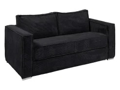 Sofá|Vente-unique Sofá de 3 lugares convertível rápido em veludo canelado ripas largas - 22 cm - LORETO Preto