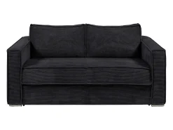 Sofá|Vente-unique Sofá de 3 lugares convertível rápido em veludo canelado ripas largas - 22 cm - LORETO Preto