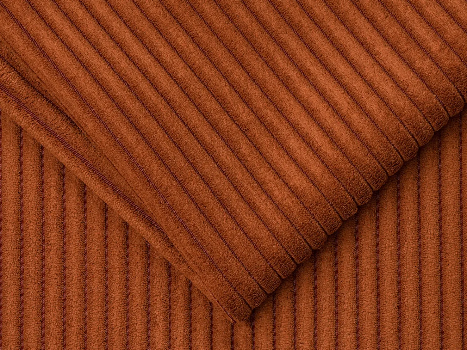 Sofá|Vente-unique Sofá de 4 lugares convertível rápido em veludo canelado ripas largas - 14cm LORETO Terracota
