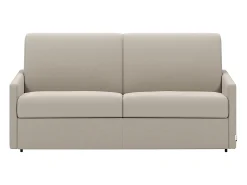 Sofá|Vente-unique Sofá de 3 lugares convertível de abertura rápida em tecido cinza. Colchão de espuma 14 cm - CALIFE Bege