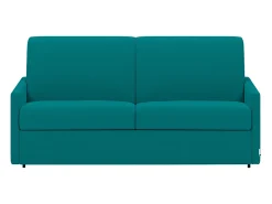 Sofá*Vente-unique Sofá de 3 lugares convertível de abertura rápida em tecido cinza. Colchão de espuma 14 cm - CALIFE Azul turquesa
