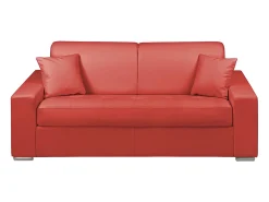 Sofá|Vente-unique Sofá de 3 lugares convertível de abertura rápida em pele sintética colchão de espuma de 18 cm - EMIR Vermelho