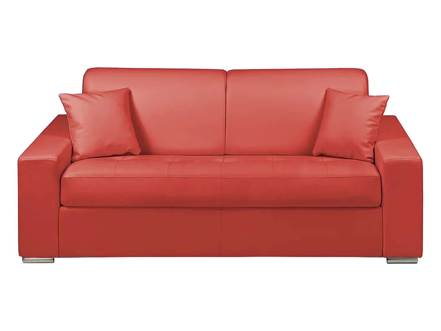 Sofá|Vente-unique Sofá de 3 lugares convertível de abertura rápida em pele sintética colchão de espuma de 18 cm - EMIR Vermelho