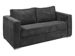 Best Vente-unique Sofá de 3 lugares convertível veludo canelado antracite assento memória de forma 18 cm LORETO Cinza antracite