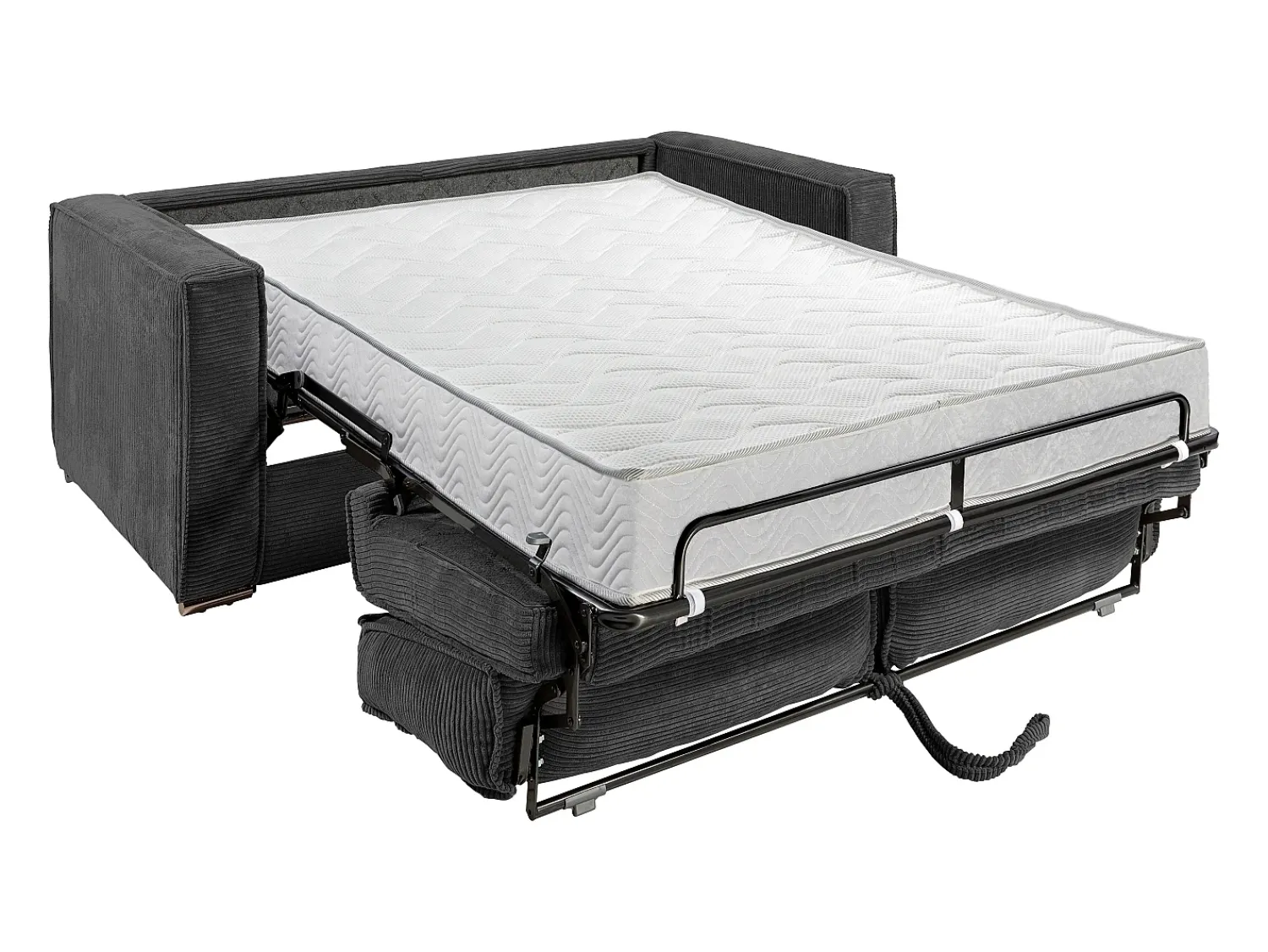 Best Vente-unique Sofá de 3 lugares convertível veludo canelado antracite assento memória de forma 18 cm LORETO Cinza antracite