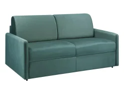 Hot Vente-unique Sofá de 3 lugares convertível de abertura rápida em veludo verde-menta colchão de espuma de 14 cm - CALIFE Verde esmeralda
