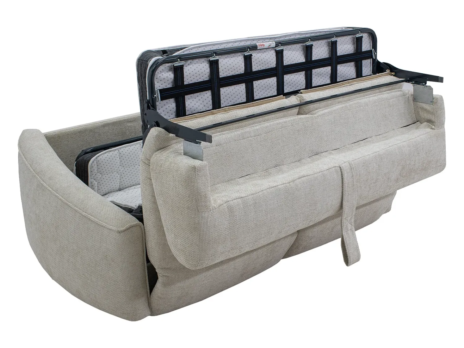 Best Vente-unique Sofá de 3 lugares convertível expresso em tecido texturado - Colchão de 13 cm ASUFA Bege