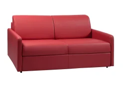 Sofá|Vente-unique Sofá de 3 lugares convertível de abertura rápida em pele sintética colchão de espuma de 18 cm - CALIFE Vermelho