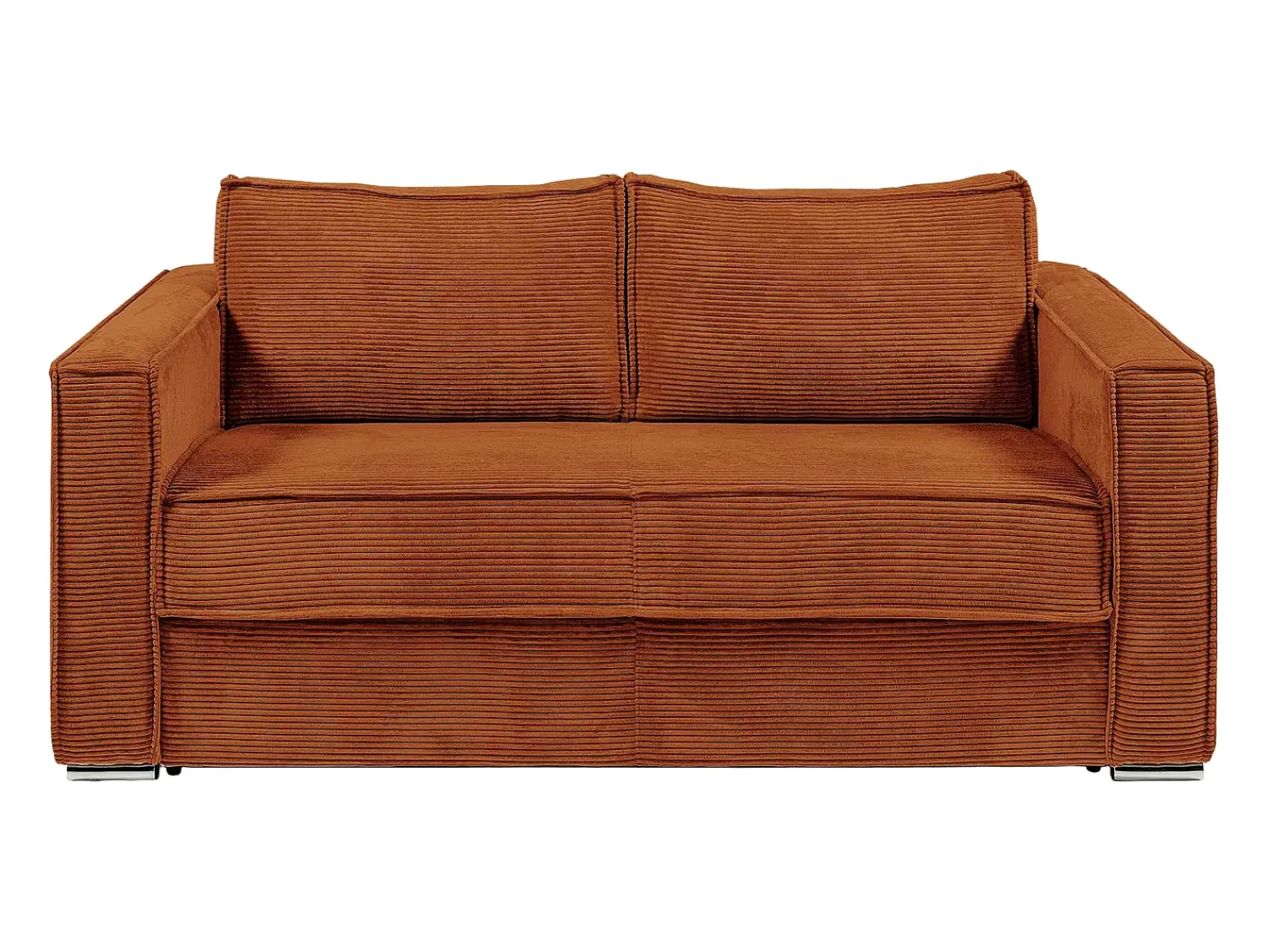 Sofá|Vente-unique Sofá de 4 lugares convertível abertura rápida veludo canelado ripas largas - 22 cm LORETO Terracota
