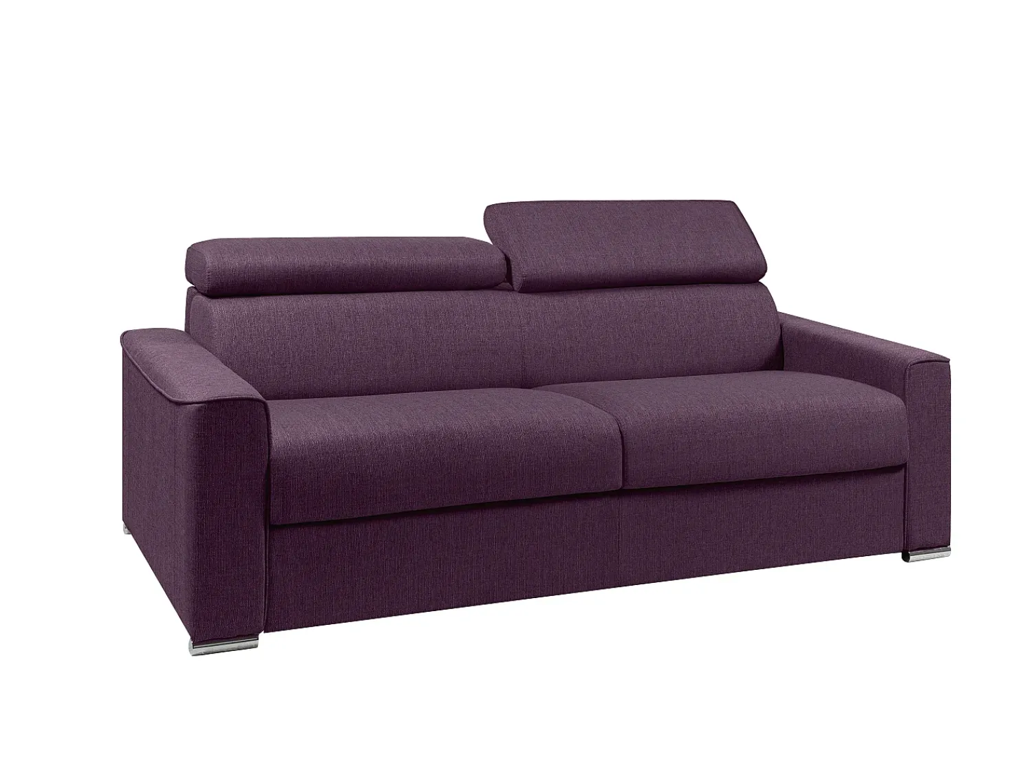 Sofá*Vente-unique Sofá de 4 lugares convertível de abertura rápida em tecido cinza colchão - VIZIR Violeta