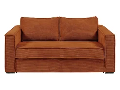 Sofá*Vente-unique Sofá de 3 lugares convertível rápido em veludo canelado ripas largas - 14 cm LORETO Terracota