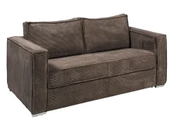 Sofá*Vente-unique Sofá de 3 lugares convertível em veludo canelado assento de espuma de memória 18 cm LORETO Castanho