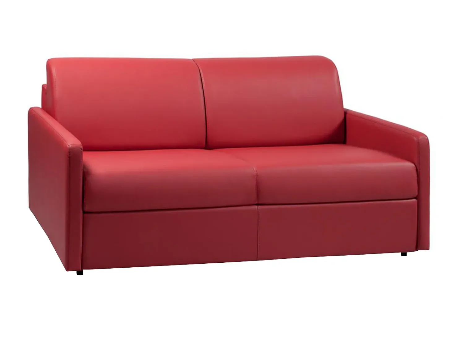 Sofá|Vente-unique Sofá de 3 lugares convertível de abertura rápida em pele sintética colchão de espuma de 14 cm - CALIFE Vermelho