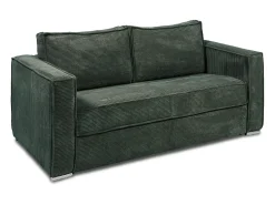 Clearance Vente-unique Sofá de 4 lugares convertível abertura rápida veluco canelado bege LORETO Verde pinho