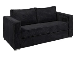 Sofá*Vente-unique Sofá de 4 lugares convertível abertura rápida em veludo canelado ripas largas - 14 cm - LORETO Preto