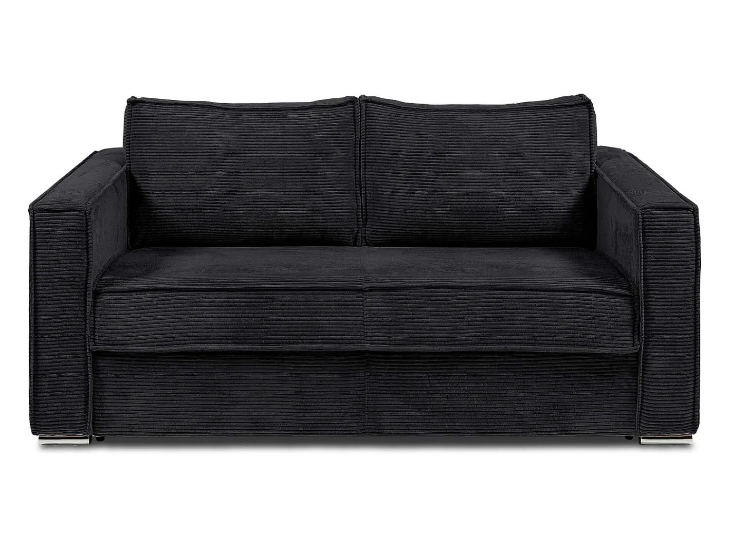 Sofá*Vente-unique Sofá de 4 lugares convertível abertura rápida em veludo canelado ripas largas - 14 cm - LORETO Preto
