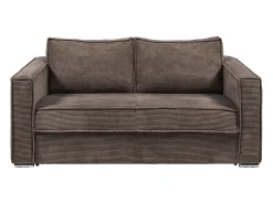 Clearance Vente-unique Sofá de 3 lugares convertível de abertura rápida em veludo canelado bege LORETO Castanho