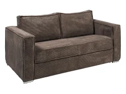 Clearance Vente-unique Sofá de 3 lugares convertível de abertura rápida em veludo canelado bege LORETO Castanho