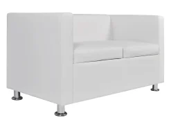 Sofá* Sofá de 2 lugares couro artificial PT760182 Branco