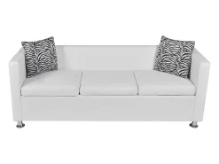 Sofá* Sofá de 3 lugares couro artificial PT292704 Branco