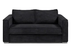 Discount Vente-unique Sofá de 3 lugares de abertura rápida em veludo canelado ripas largas - 18 cm - LORETO Preto