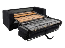 Discount Vente-unique Sofá de 3 lugares de abertura rápida em veludo canelado ripas largas - 18 cm - LORETO Preto