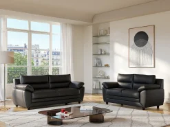 Vente-unique Sofá de 2 lugares elegante em pele sintética - MANOA^ Sofá