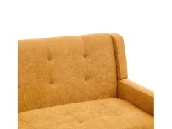 Hauss Spole Sofá de 2 lugares em linho - Pés em madeira antiderrapante - Ideal para sala de estar, quarto e escritório Amarelo