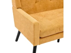 Hauss Spole Sofá de 2 lugares em linho - Pés em madeira antiderrapante - Ideal para sala de estar, quarto e escritório Amarelo