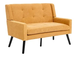 Hauss Spole Sofá de 2 lugares em linho - Pés em madeira antiderrapante - Ideal para sala de estar, quarto e escritório Amarelo