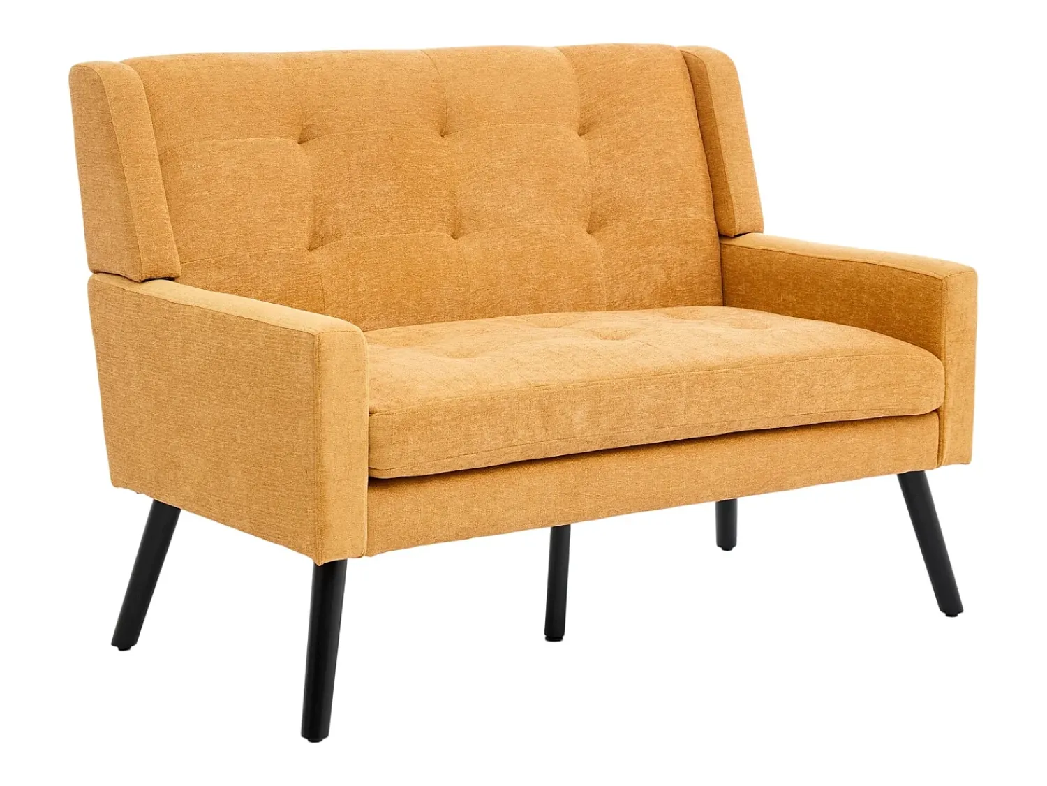 Hauss Spole Sofá de 2 lugares em linho - Pés em madeira antiderrapante - Ideal para sala de estar, quarto e escritório Amarelo